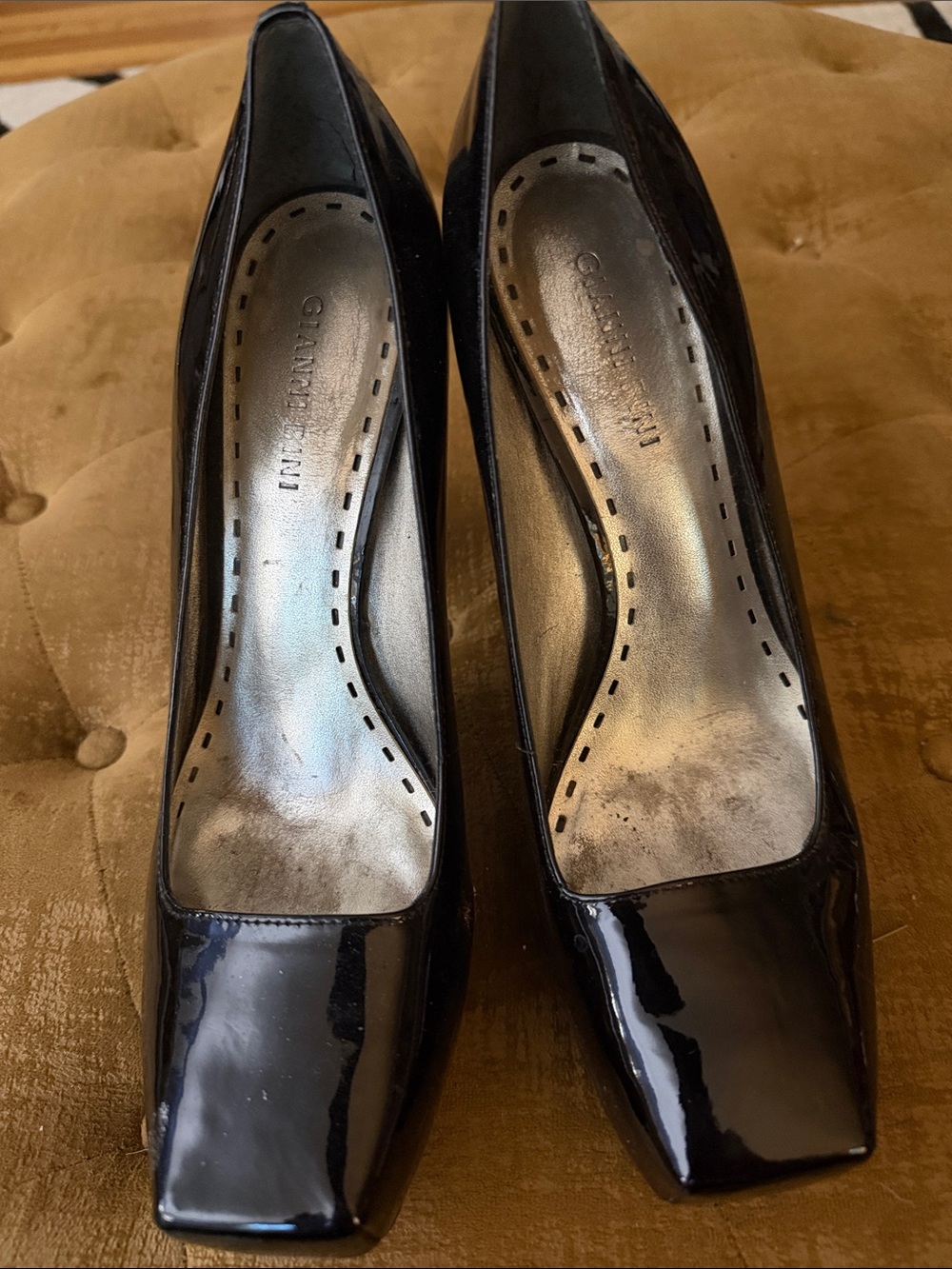 Gianni Bini Black Patent Square-Toe Pumps